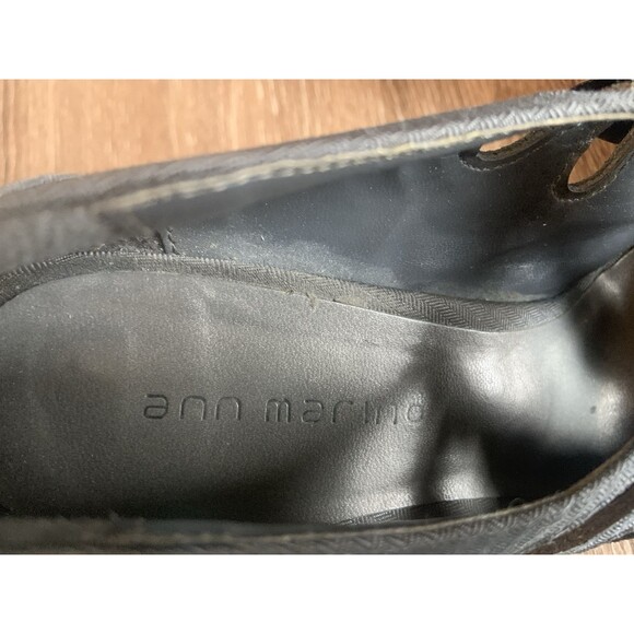 Ann Marino Gray Herringbone High Heel Shoes with Black Bow Size 7.5 Dance 20s - Picture 6 of 7